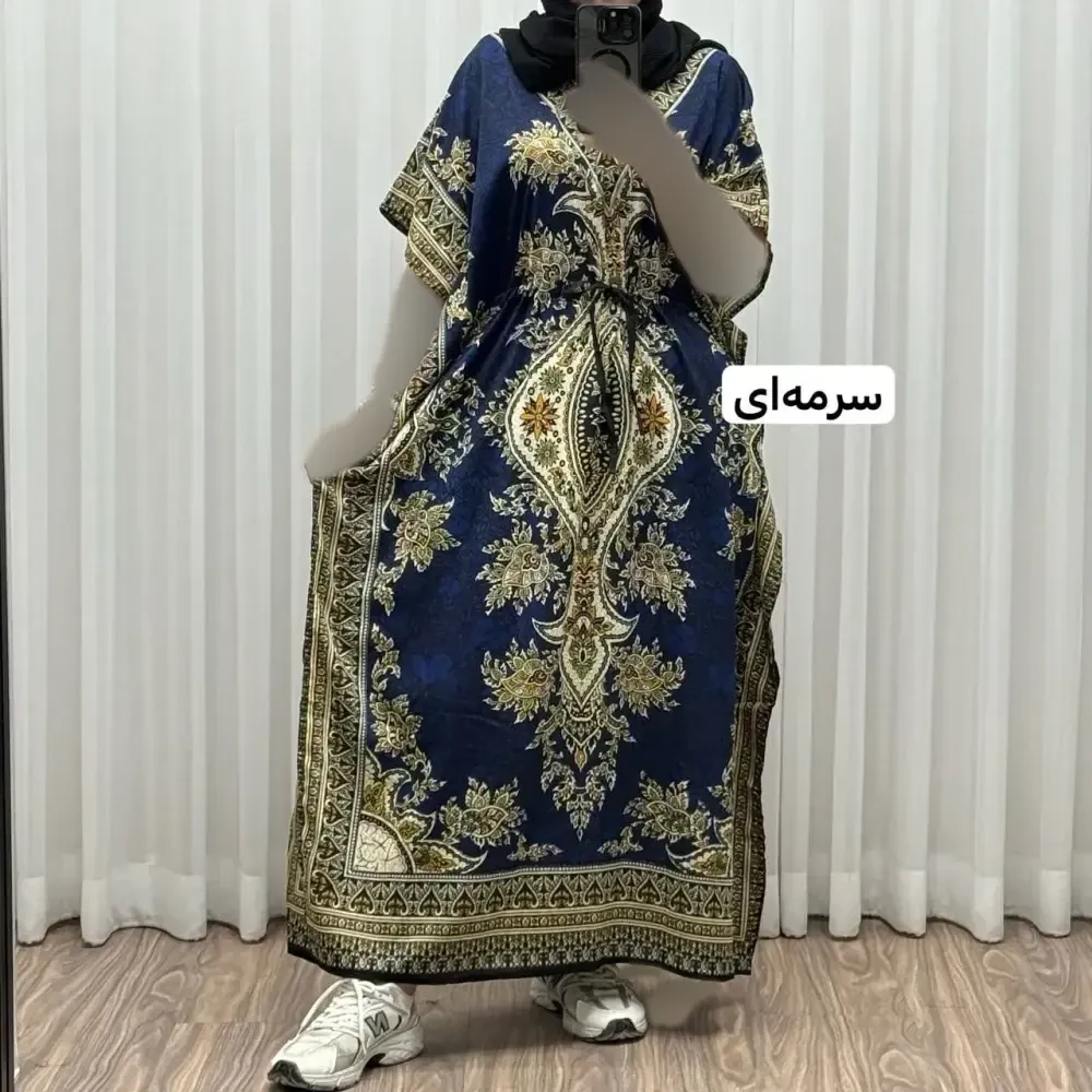 پیراهن پانچ زنانه سیلک هندی فری سایز مناسب تا 54 با قابلیت تنظیم سایز (گتدار)
