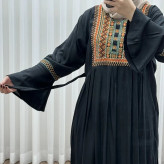 پیراهن نخی گلدوزی شده زنانه مدل مانیا فری سایز مناسب تا سایز 48