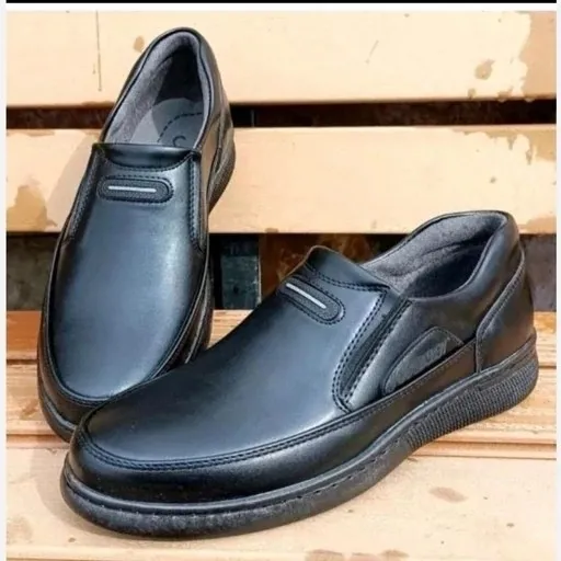 ست کفش و کمربند مردانه مدل جردن، کفش طبی دوردوخت مشکی سایز 40 تا 44