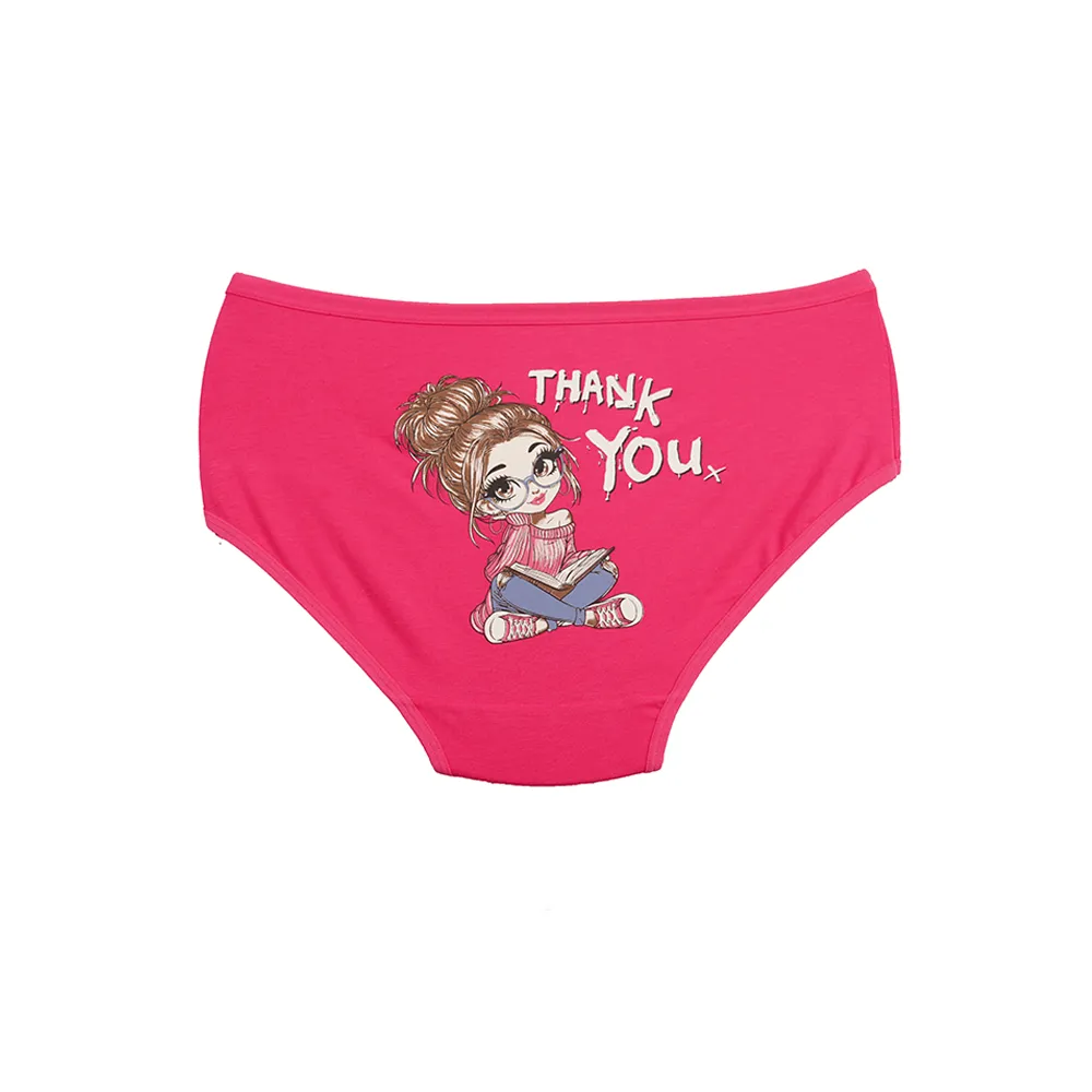 شورت زنانه اسلیپ نخی طرح نشسته کتاب به دست بانوسایز XL