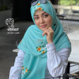 روسری مجلسی طرح پونه تیره نخ کاستوم قواره بزرگ زنانه 140x140
