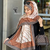 شال مجلسی نخ کاستوم طرح تسمه ای دور چرخ دوز قواره 70*200