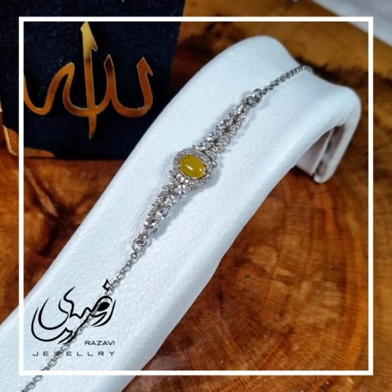 دستبند نقره زنانه شرف الشمس طرح مروارید