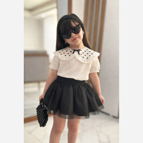 ست شومیز و دامن مجلسی دخترانه سایز 40 تا 55 مناسب 2 تا 9 سال