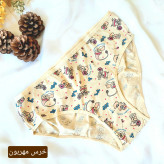 شورت زنانه نخی قواره دار برند ال کیم طرح دار رنگ کرم سایز XL تا 3XL