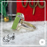 انگشتر نقره زنانه عیار 925 با نگین عقیق سبز و حکاکی دست استاد فتح