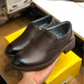 کفش چرم مردانه مجلسی ایپک قهوه ای سوخته راحتی شیک رویه چرم طبیعی زیره پیو سبک