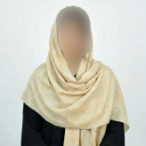 شال زنانه ژاکارد طرح دیور رنگ کرم ابعاد 184 در 73 سانتیمتر