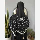 روسری سوپر نخ قواره 140 طرح دابل پاپیون برند میس رز