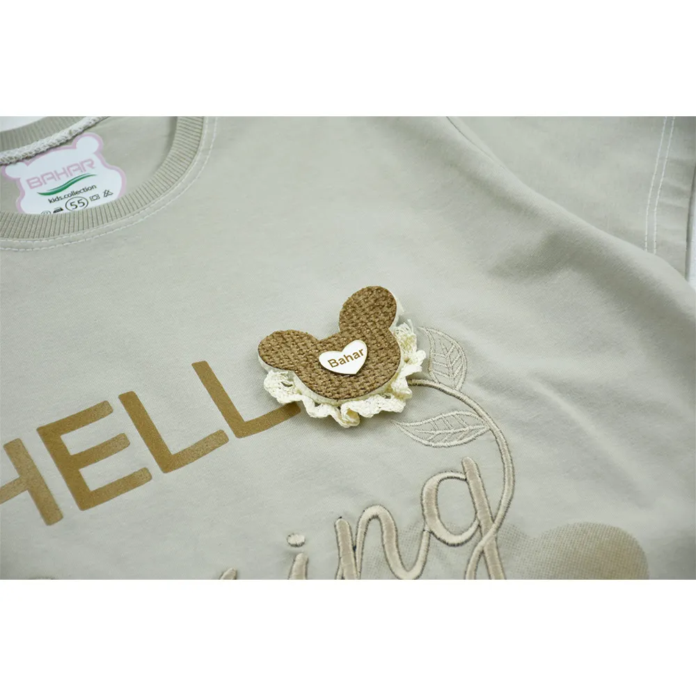 ست تیشرت و شلوار بگ دخترانه طرح hello میکی کد 11337