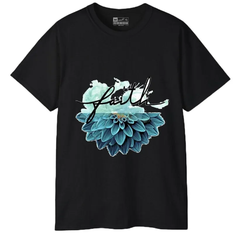 تیشرت آستین کوتاه مردانه مدل گل کلمه انگلیسی کد 1823 جنس نخ و پلی استر