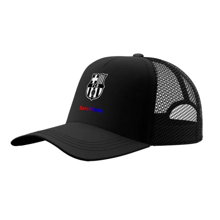 کلاه کپ پاد آفرین مدل فوتبالی بارسلونا کد 274 طرح تیم ورزشی جنس کتان قابل تنظیم آفتاب گیر