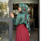 روسری نخ کاستوم طرح یاقوت طرح آذر حاشیه یکنواخت زمینه طرح ریز صورتی