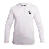 تیشرت آستین بلند مردانه طرح CK مدل S4647 کلاه دار نخی اعلا مشکی سایز L XL 2XL