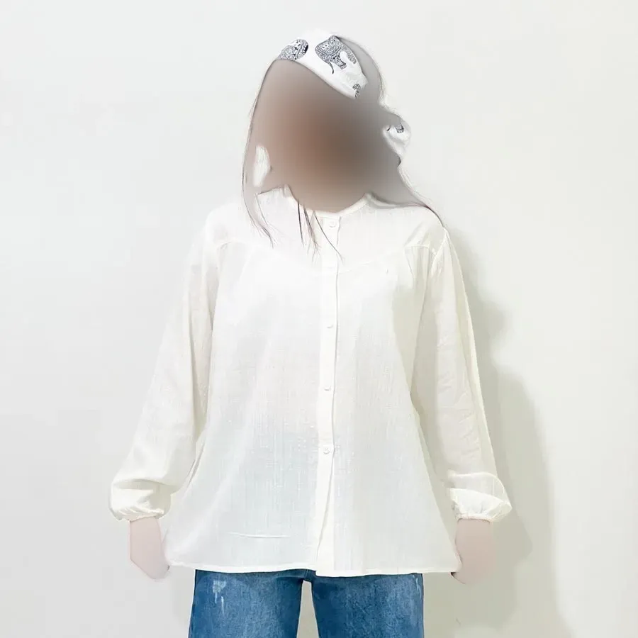 شومیز لینن مجلسی زنانه قد 69 سانت دورسینه 120 سانت آستین 58 سانت کد 1333