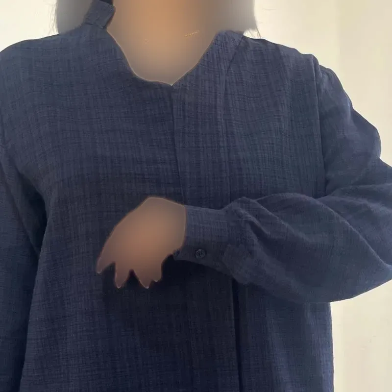 شومیز جلوبسته لینن زنانه فری سایز تا 48 کد 1349