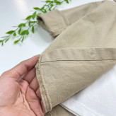 ست دو تکه اسپرت پسرانه پیراهن کتان و تیشرت رنگ نسکافه ای