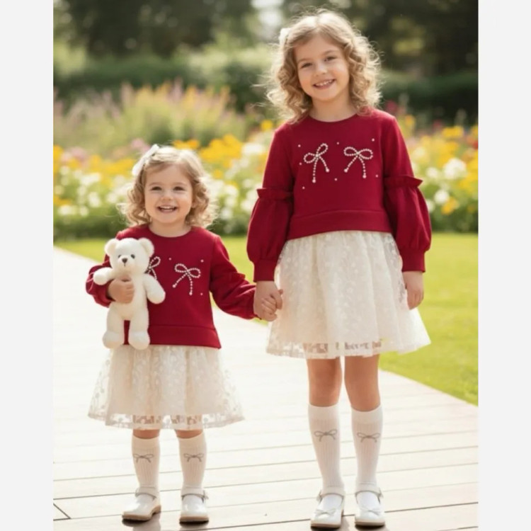 سارافون دخترانه مرواریدی مجلسی در 4 سایز مختلف