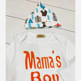 ست لباس سه تکه نوزادی پسرانه طرح Mama's boy جنس نخ پنبه ضد حساسیت سایز 6 ماه تا 2 سال