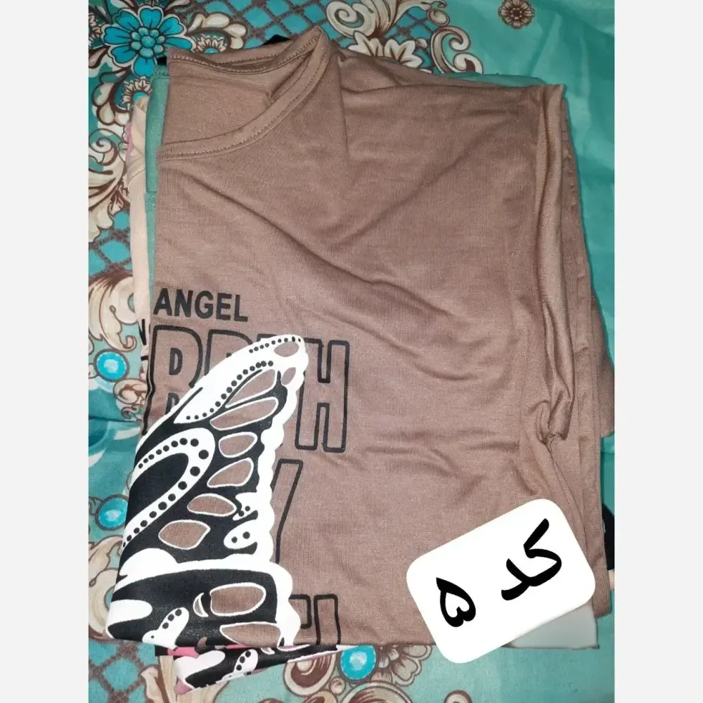 تیشرت زنانه اسپان پنبه طرح پروانه قواره دار سایز 38 تا 46