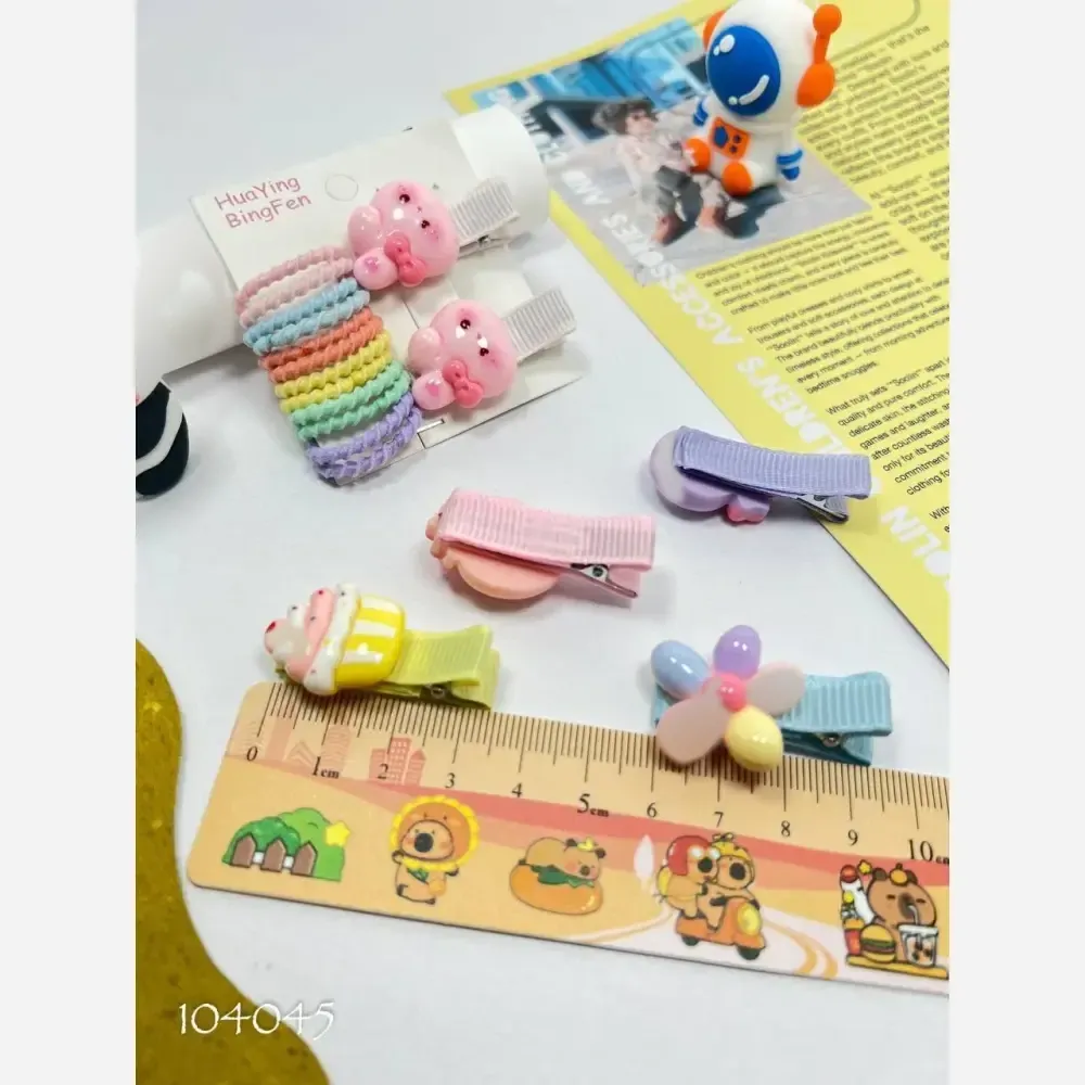 پک کش و گیره مو دخترانه (12 عدد کش و 2 عدد گیره انبری)