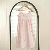 پیراهن راحتی زنانه و دخترانه بندی پنبه ای موسلین چهارفصل