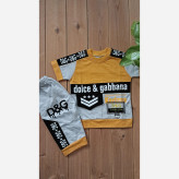 ست تیشرت و شلوارک ترکیب پنبه یک رو و ملانژ اقتصادی پسرانه طرح D&G