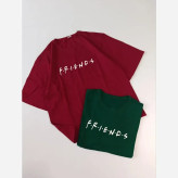 تیشرت باکسی لش زنانه طرح friends جنس سوپر پنبه قواره دار