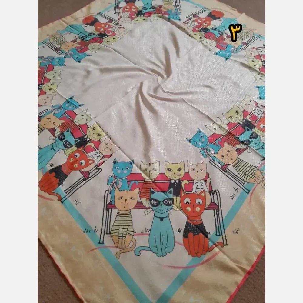 روسری دخترانه سوپرنخ فانتزی دست دوز قواره 100