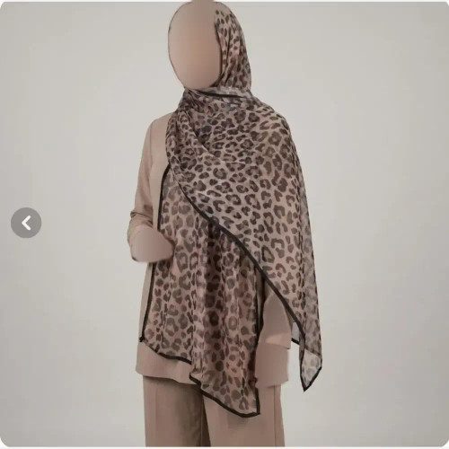 شال توری پلنگی دور گاندوزی قواره بزرگ تابستانی