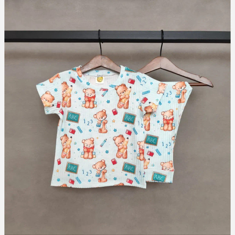 ست تیشرت و شلوار پسرانه جنس نخ پنبه ریلی سایز 35 تا 55