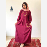 ساحلی گلدوزی تک جیب زنانه جنس نخ ململ رنگ زیتون خنک تابستانه