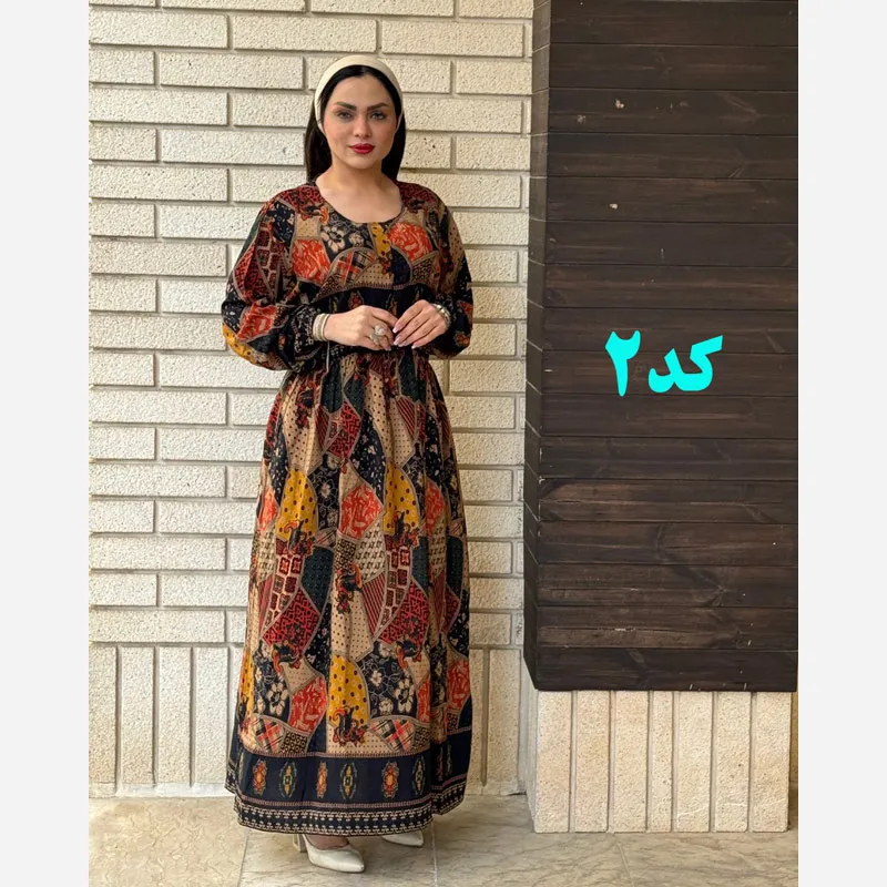 پیراهن سایز بزرگ زنانه طرح اندونزی قد 140 سانت