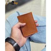 جاکارتی چرم طبیعی گاوی مدل برگی دارای 4 جای کارت