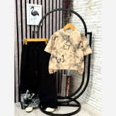 لباس دخترانه طرح پروانه نخ پنبه لاکرا تیشرت و شلوار سایز 50 تا 65
