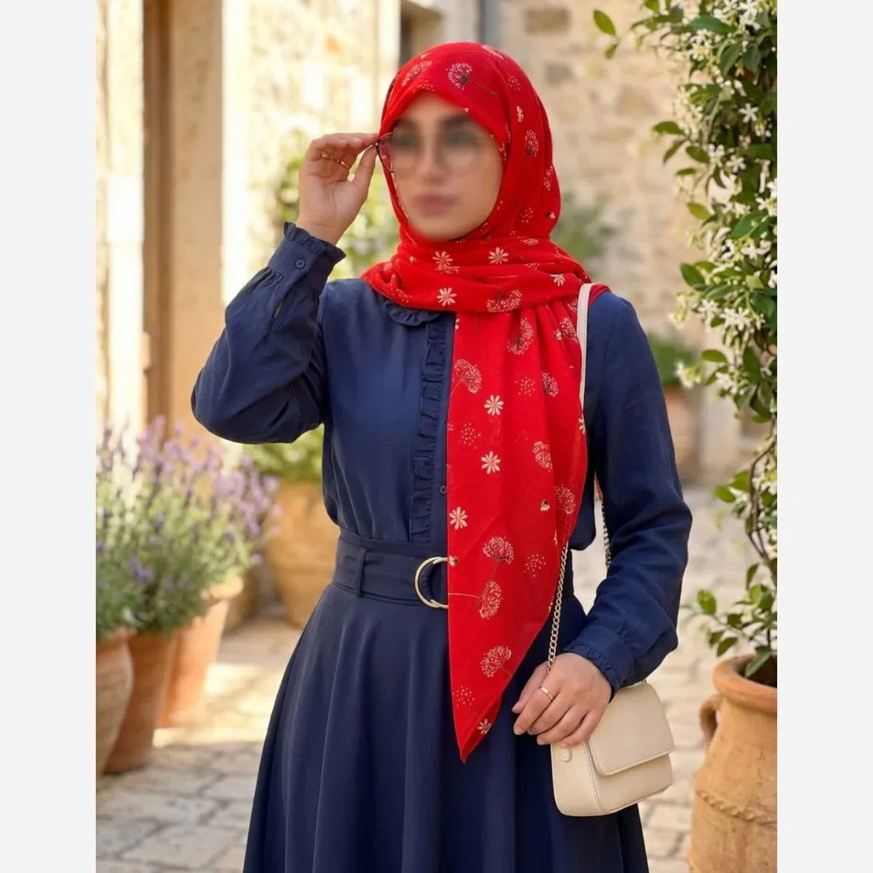 روسری نخی قاصدک طرح سهراب قایق 140 سانتی متر