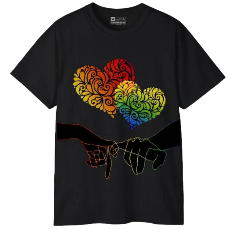 تی شرت آستین کوتاه مردانه پاد آفرین مدل دست قلب عشق
