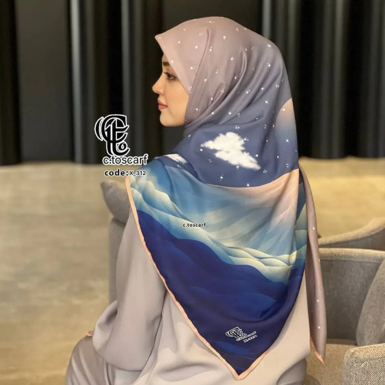 روسری نخی کاستوم قواره بزرگ 140 سانتی متری طرح جانان