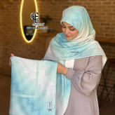 روسری نخی کاستوم قواره بزرگ 140 سانتی متر طرح پیکسل صورتی