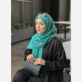 روسری نخ کاستوم قواره 140 طرح پونه تیره