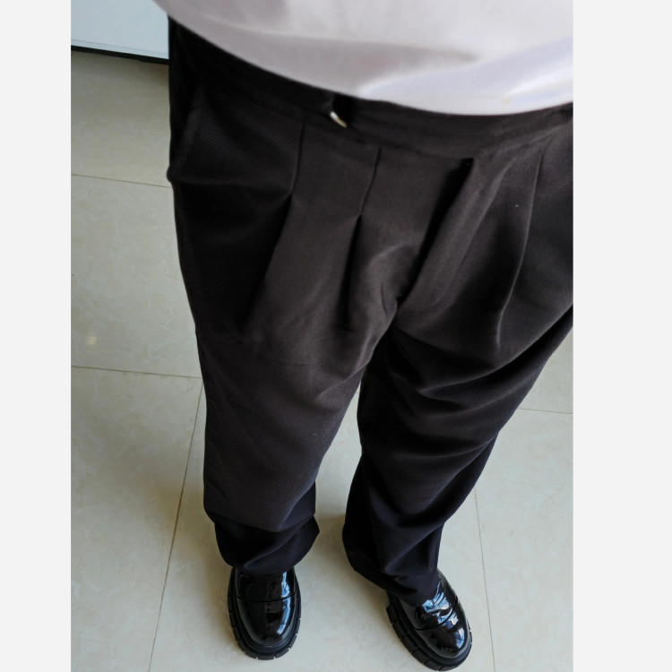 شلوار بگ پارچه ای کجراه مشکی کمر ایتالیایی سایز L تا 3XL