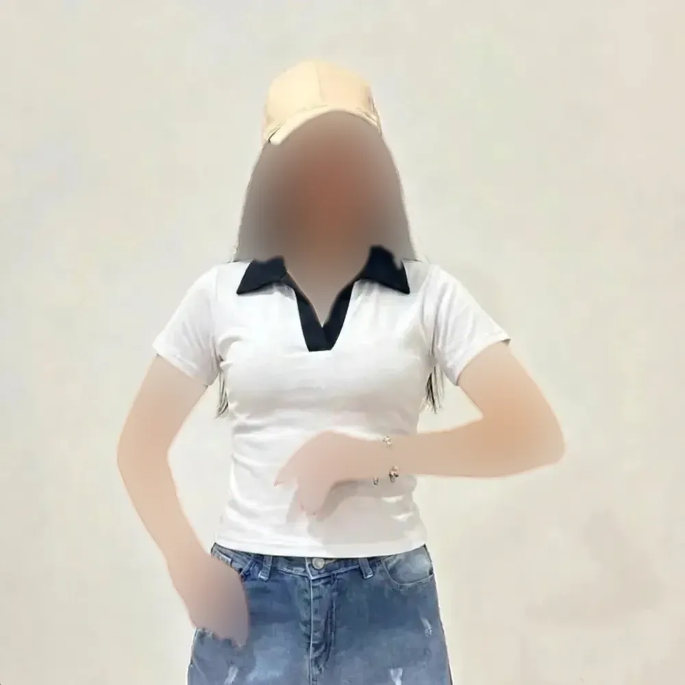 پولوشرت زنانه یقه سفید پارچه کبریتی