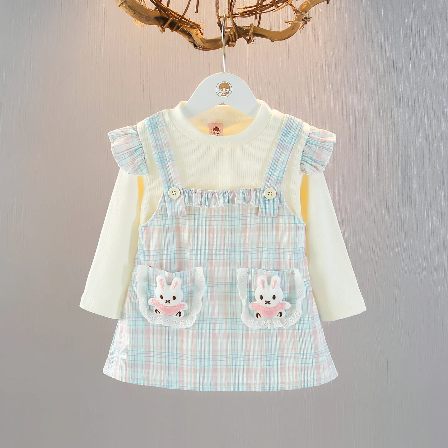 سارافون دخترانه طرح خرگوشی وارداتی مناسب 0 تا 4 سال
