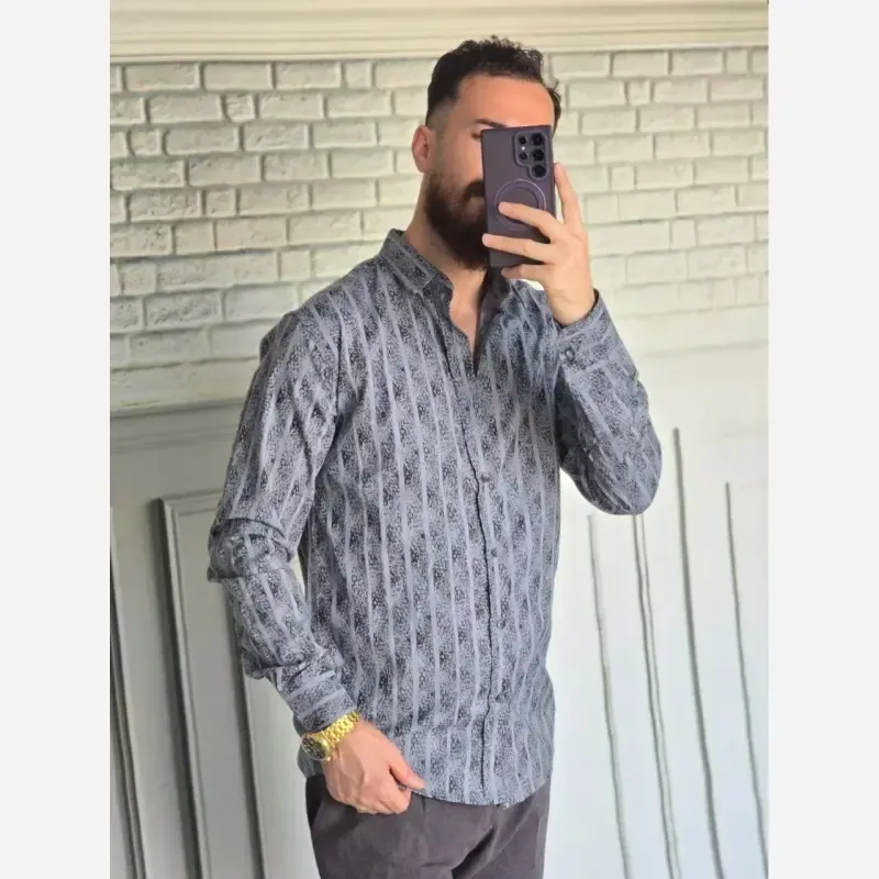 پیراهن آستین بلند مردانه راه راه