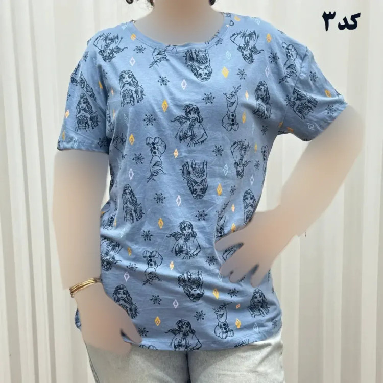 تیشرت طرحدار H&M کد 1169 نخ پنبه چهارفصل زنانه دخترانه تنخور راحت