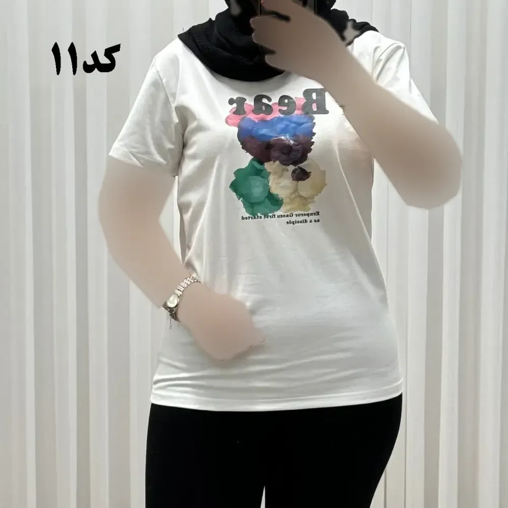 تیشرت زنانه وارداتی میکس طرحبندی کد 1269 جنس نخ پنبه چهارفصل تنخور راحت سایز M L XL