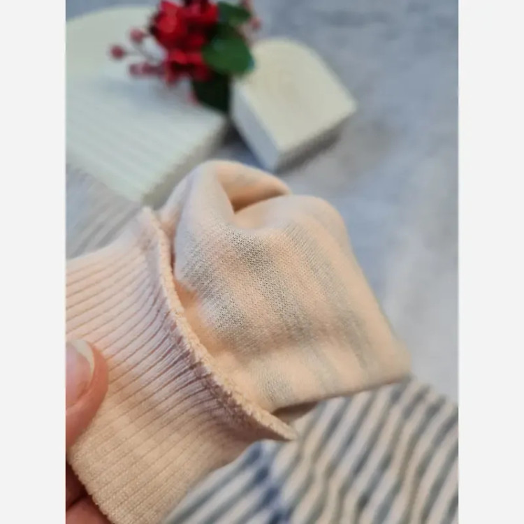 بلوز پاییزه بچگانه اسپرت راه راه تک جیب سایز 50 تا 60 پنبه ای مخملی سوپر سافت