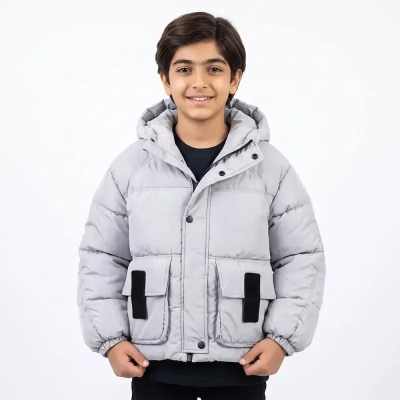 کاپشن باکسی پسرانه طوسی