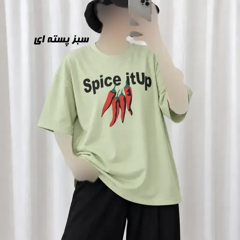 تیشرت باکسی نخ پنبه دکمه دار زنانه و دخترانه فری سایز