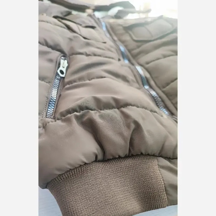 کاپشن خلبانی گرم بچگانه زمستانی کلاهدار رنگ قهوه ای شکلاتی سایز 50 تا 60